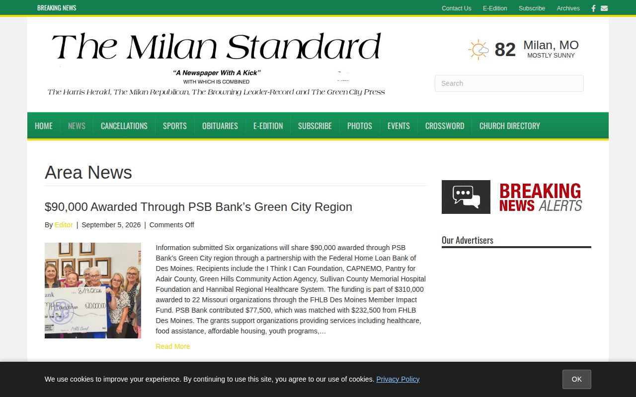 The Milan Standard local news section